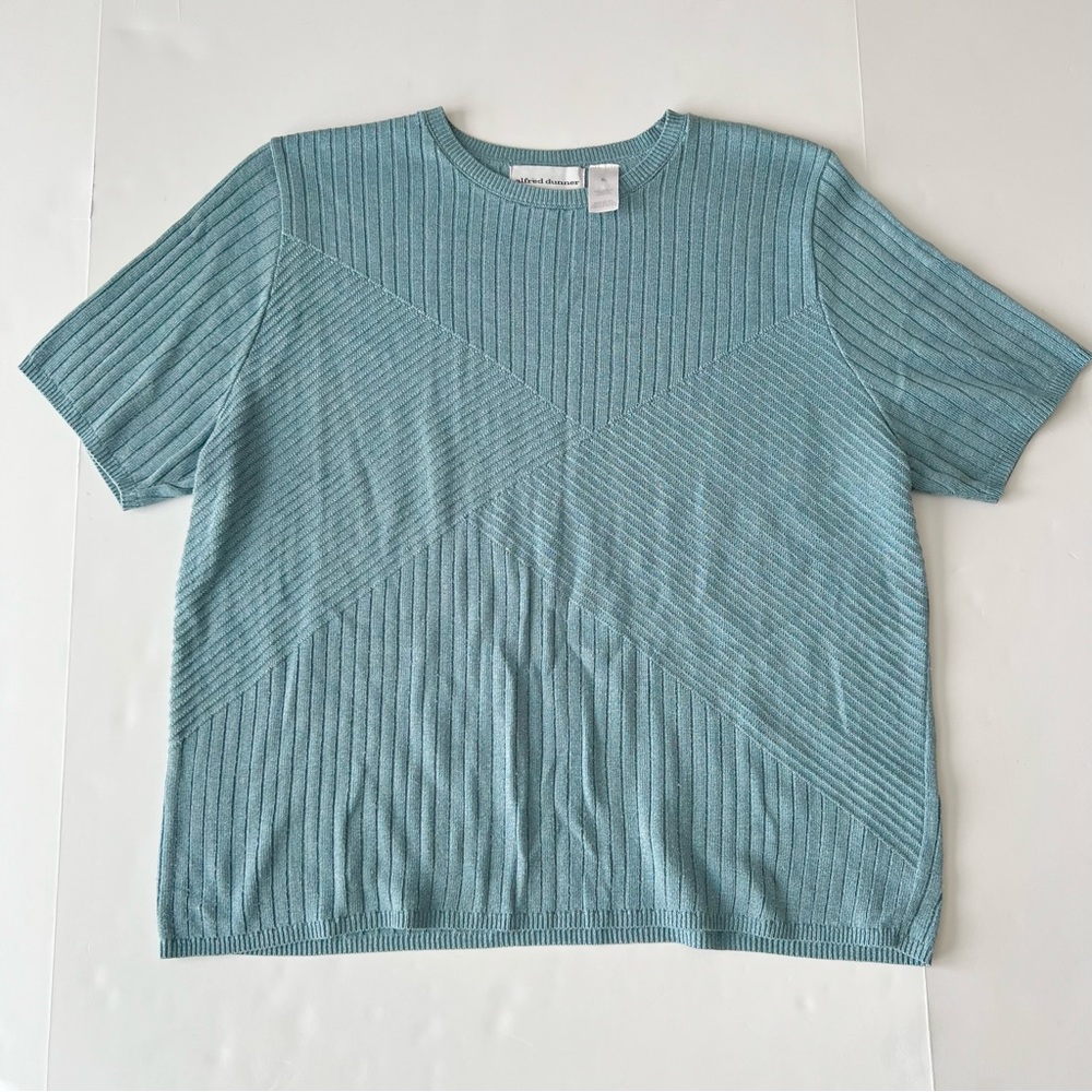 Alfred Dunner Blue Knit Short Sleeve Shirt Size XL